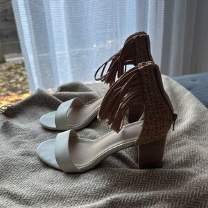 Chic Cream and Tan Women's Heeled Sandals